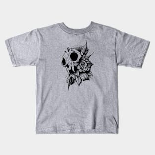 Skull And Rose (black version) Kids T-Shirt